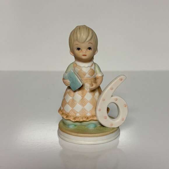 Lefton Christopher Collection Birthday Girl Figurine Age 6 03448F Porcelain 1982 - Picture 1 of 7